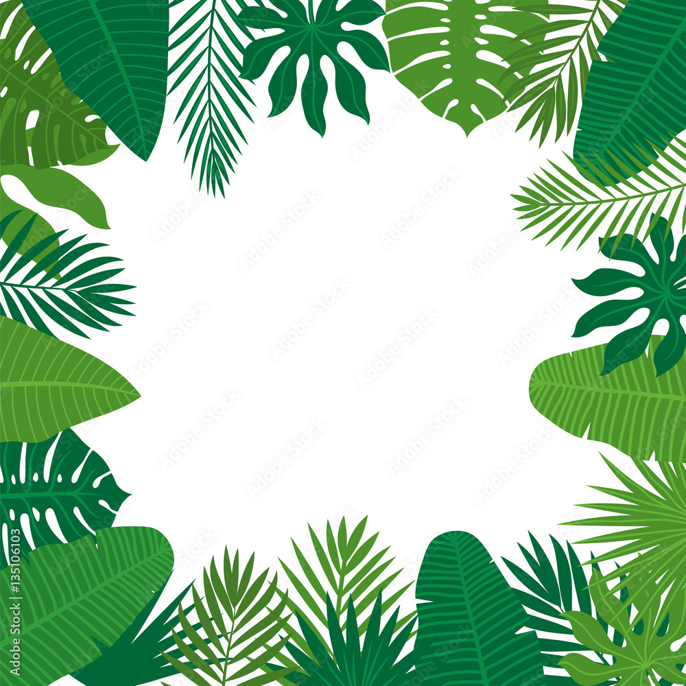 Naklejka premium Abstract background with tropical leaves. Jungle pattern. Floral