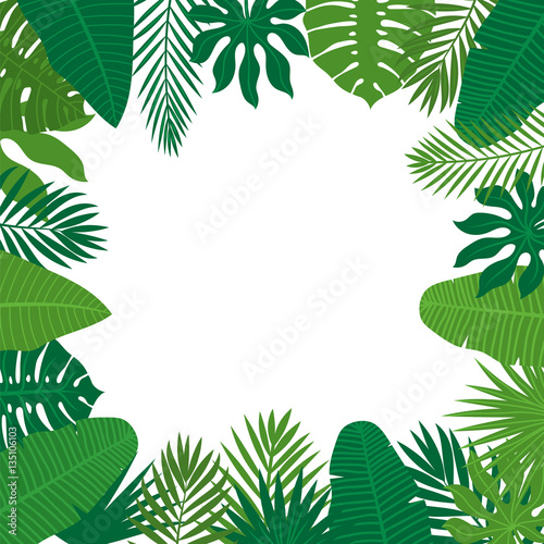 Abstract background with tropical leaves. Jungle pattern. Floral