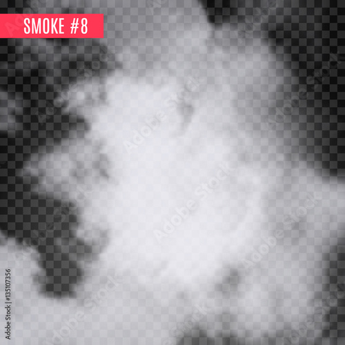Vector smoke special effect on transparent. Fog isolated design background. Smoky effect.