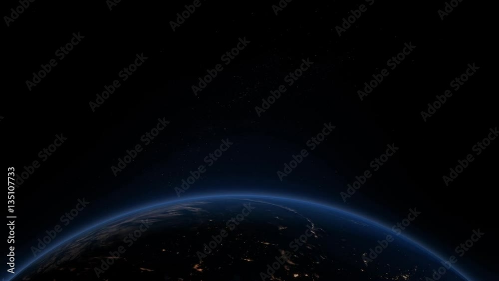 Rotation of planet earth from nighttime to daytime on the lower third of the frame, allowing for a perfect, unobstructed area for placement of copy. Rotation of planet earth from nighttime to daytime on the lower third of the frame, allowing for a perfect, unobstructed area for placement of copy.