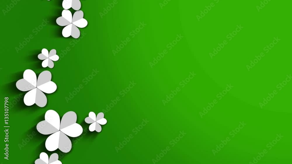 St. Patrick's animated clovers against a white background. For use as a general backdrop, design element or as an overlay for placement of text or other copy. St. Patrick's animated clovers against a white background. For use as a general backdrop, design element or as an overlay for placement of text or other copy.