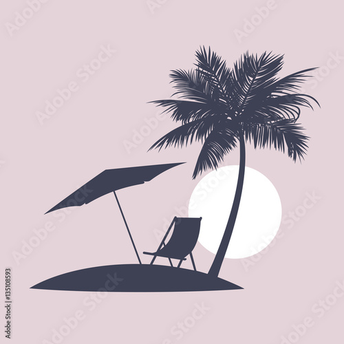Icon the evening beach in tropics.