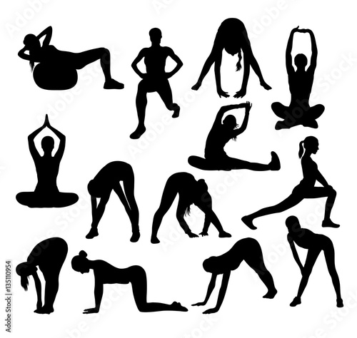 Stretching Pose Silhouettes, art vector design