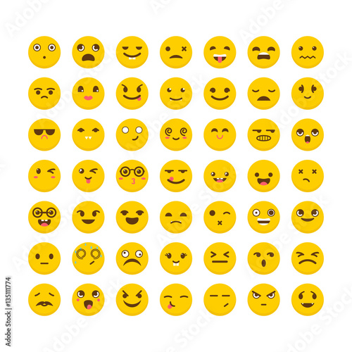 Set of emoticons. Cute emoji icons. Big collection with differen