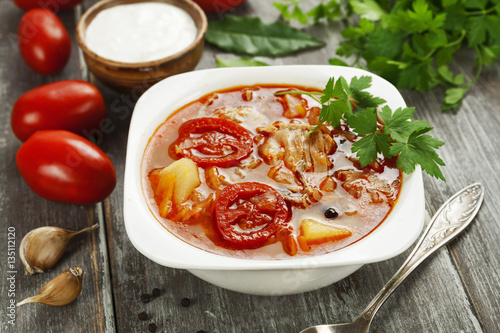 Soup with cabbage and meat