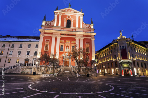 Franciscan Church and Prešeren Square photo