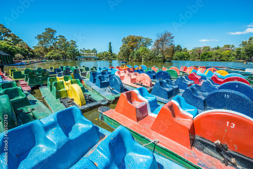 Boats on Palermo Woods in Buenos Aires, Argentina.