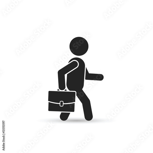 Walking businessman with briefcase or portfolio, side view , vector.