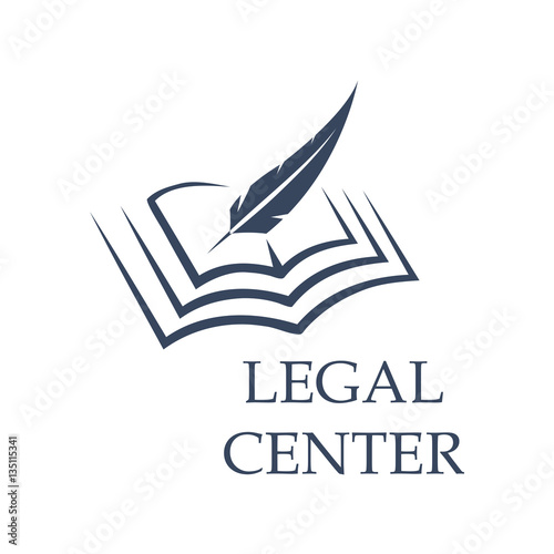 Feather writing on book as legal center sign