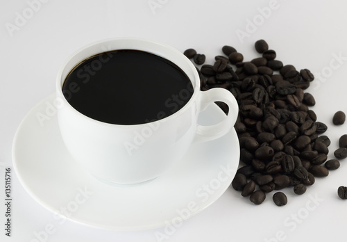 coffee cup and bean in white background