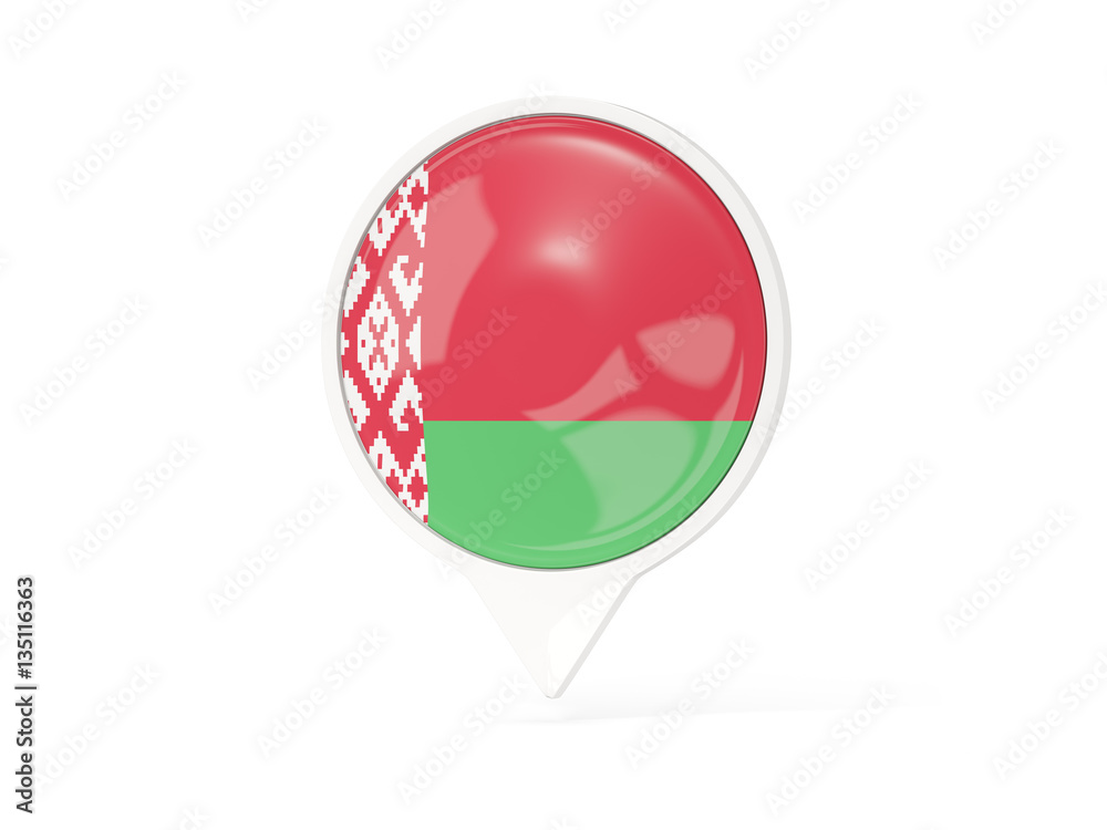 Round white pin with flag of belarus Round white pin with flag of belarus