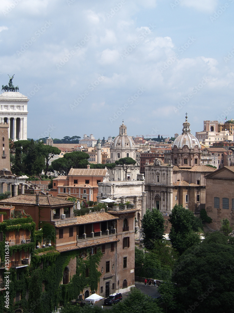 A cityscape of the historic ancient city of Rome Italy.