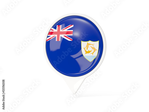 Free Download Round white pin with flag of anguilla - GFXLoad