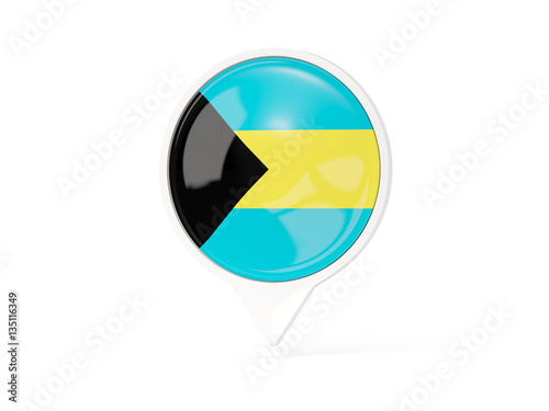Free Download Round white pin with flag of bahamas - GFXLoad