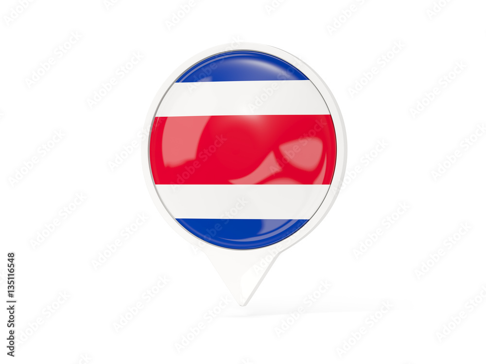 Round white pin with flag of costa rica Round white pin with flag of costa rica