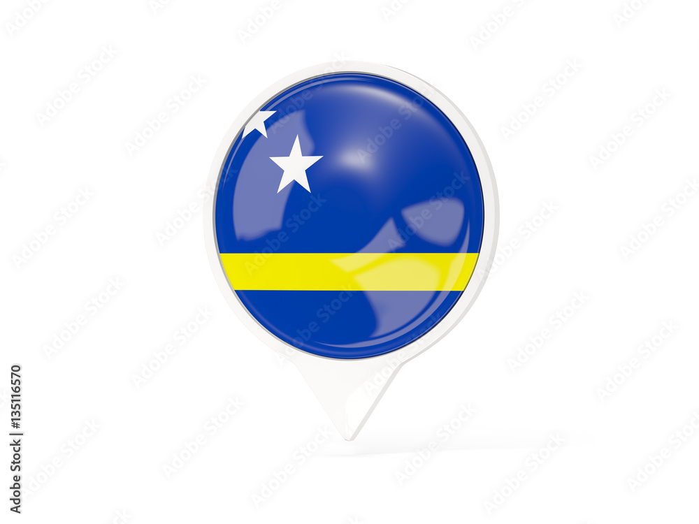 Round white pin with flag of curacao