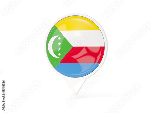 Free Download Round white pin with flag of comoros - GFXLoad