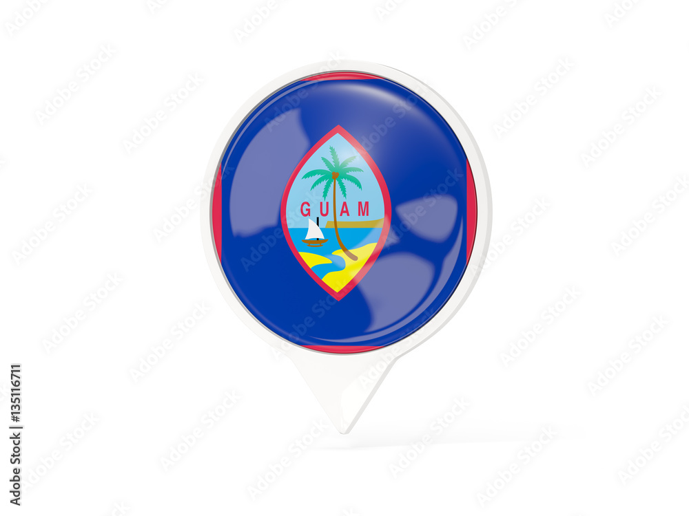 Round white pin with flag of guam Round white pin with flag of guam
