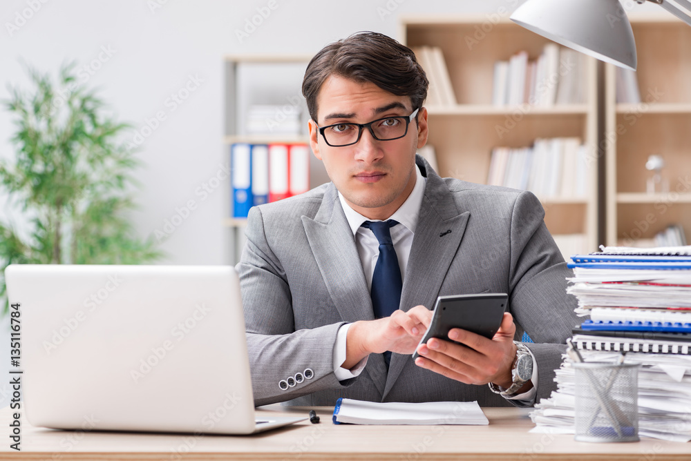 Fototapeta premium Handsome businessman working in the office