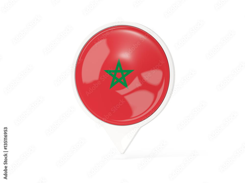 Round white pin with flag of morocco Round white pin with flag of morocco