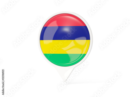Round white pin with flag of mauritius