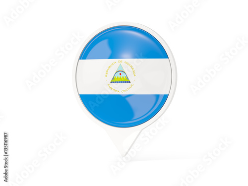 Free Download Round white pin with flag of nicaragua - GFXLoad