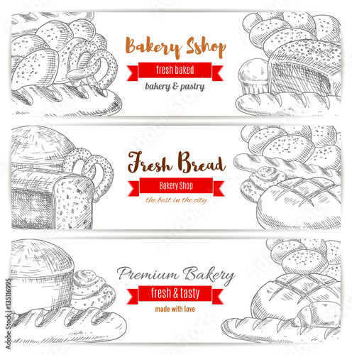 Anadama bread and baguette sketch banner