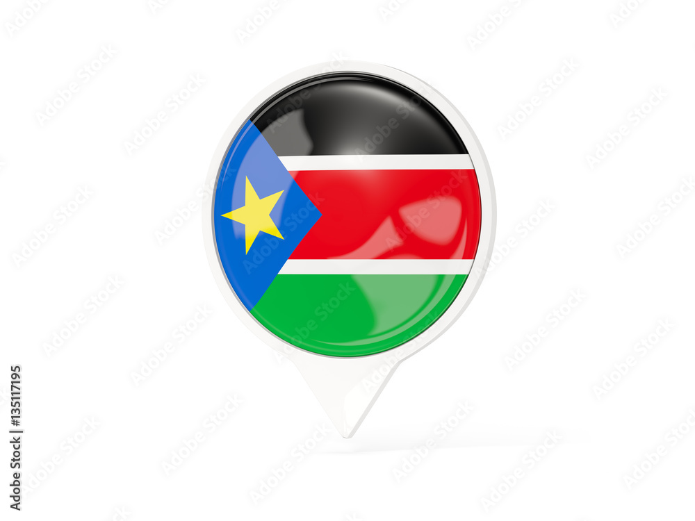 Round white pin with flag of south sudan