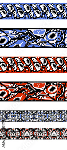 Big set abstract red background native american