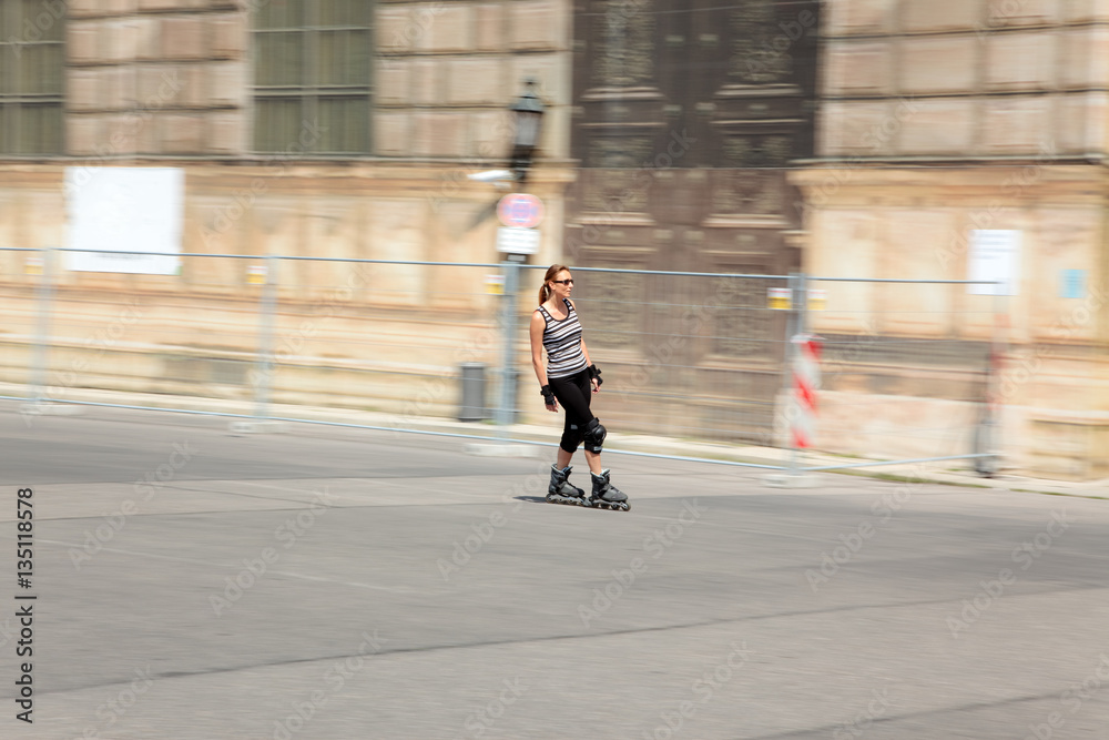 Obraz premium Mature Woman Rollerblading