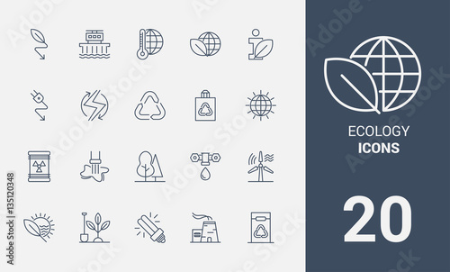 Ecology line icons.