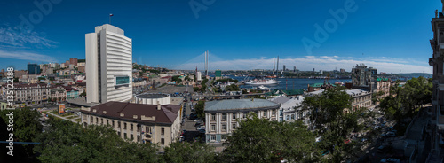 Vladivostok, the top view on the downtown. Panorama.