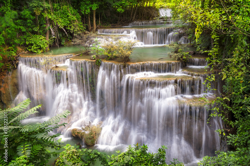 Landscape Huai Mae Kamin waterfall Srinakarin Dam in Kanchanaburi  Thailand