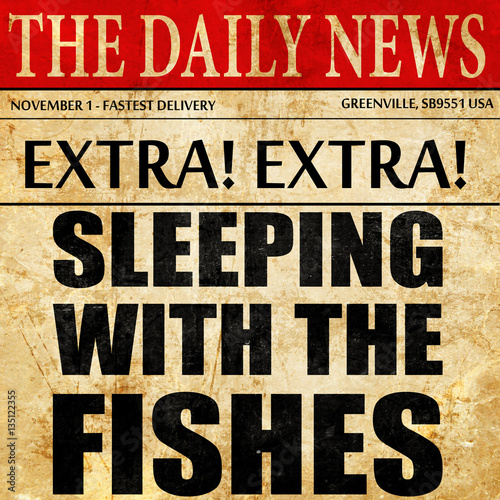 Wallpaper Mural sleeping with the fishes, newspaper article text Torontodigital.ca