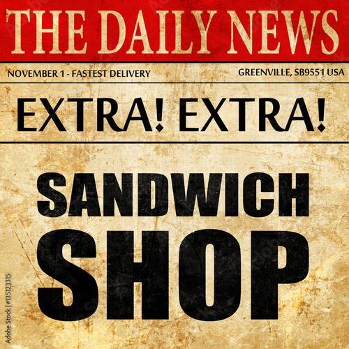 Wallpaper Mural sandwich shop, newspaper article text Torontodigital.ca