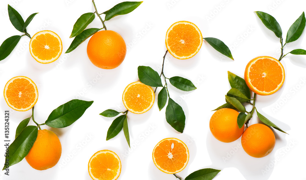 Pattern made of orange fruit. - obrazy, fototapety, plakaty 