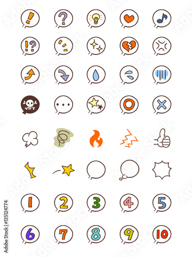 手書き漫画風の感情と数字のアイコン Stock Vector Adobe Stock
