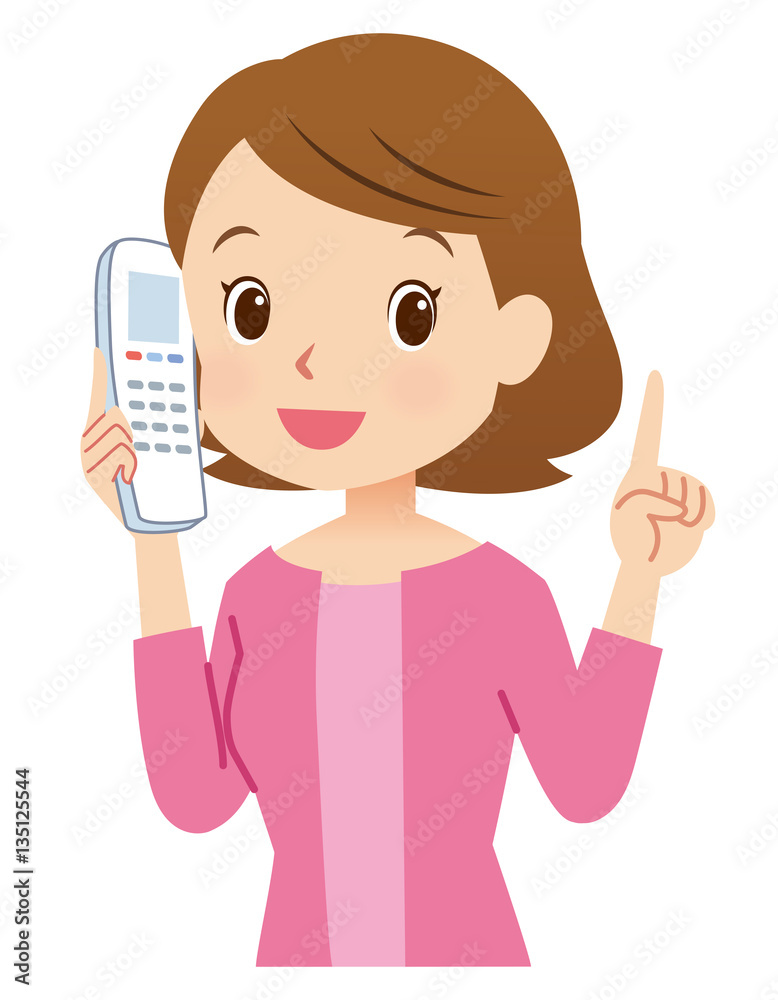 電話をかける女性　主婦　説明