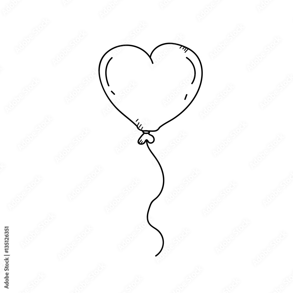 Freehand drawing heart balloon illustration Stock-Illustration | Adobe Stock