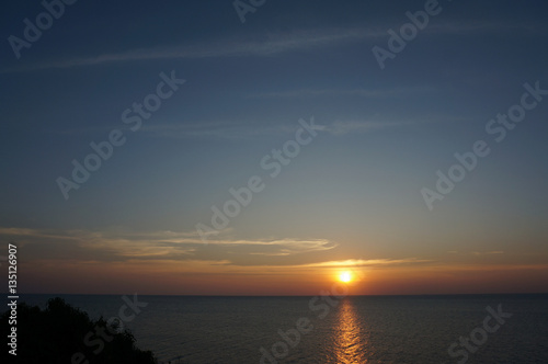 sunset on the sea, almost night by the sea,