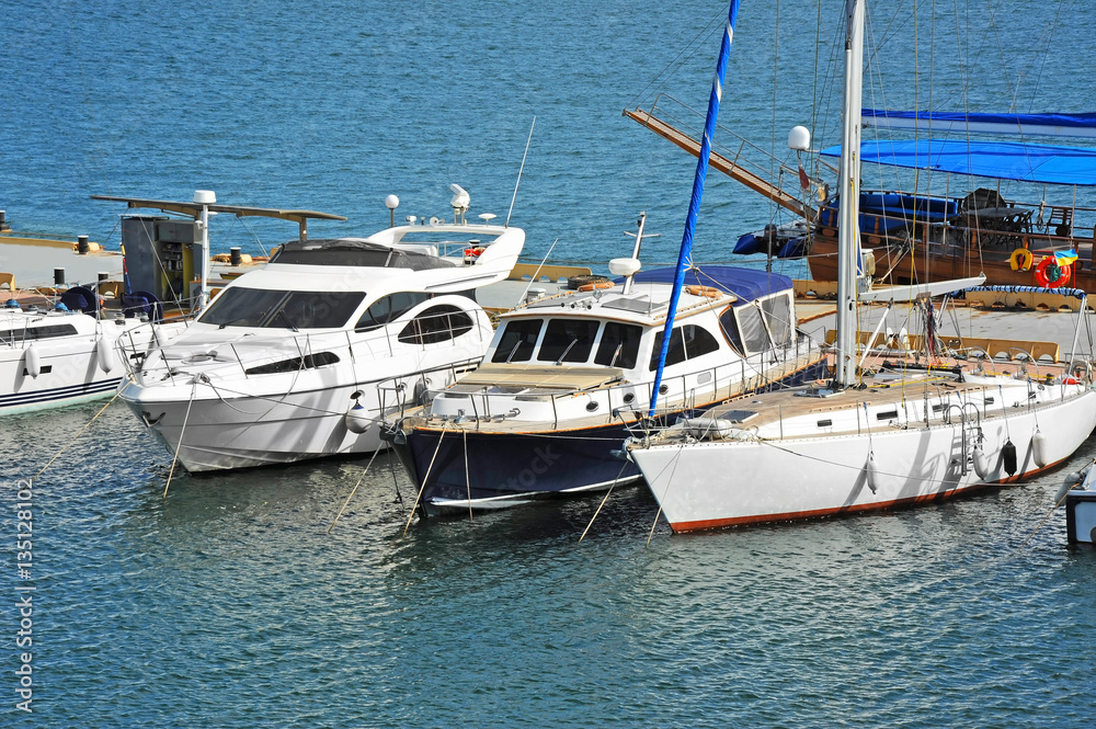 Fototapeta premium Motor yacht in jetty
