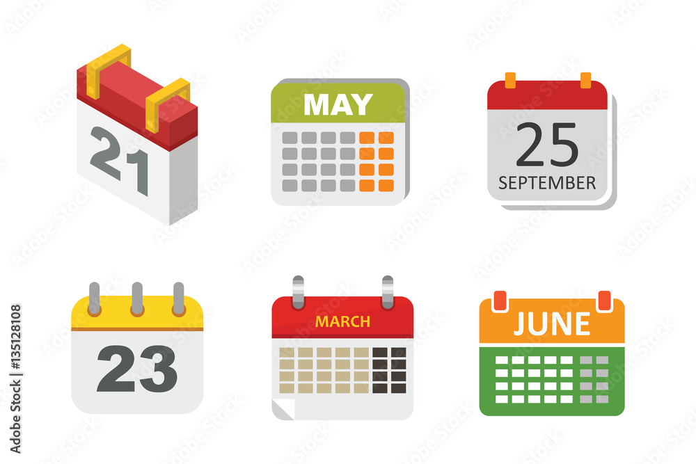 Vector calendar icon set.