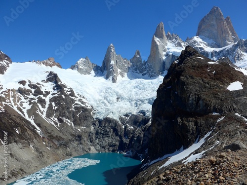 Ice sheets on the stunning Laguna Sucia at the base of Mt Fitzroy near El Chalten Argentina © mat_millard