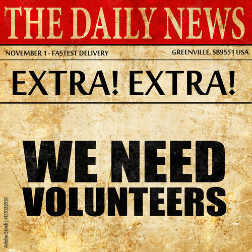 Wallpaper Mural we need volunteers, newspaper article text Torontodigital.ca