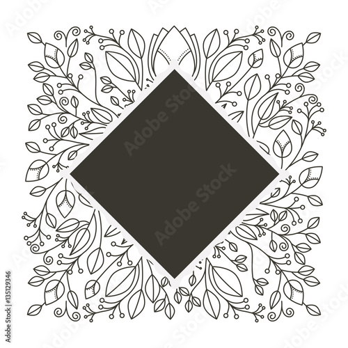 silhouette diamond decorative ornament floral vector illustration
