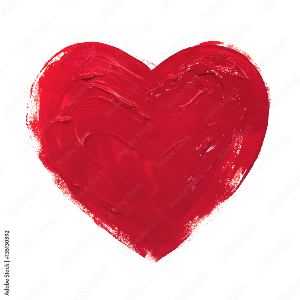 Acrylic heart hand drawn illustration gouache painting