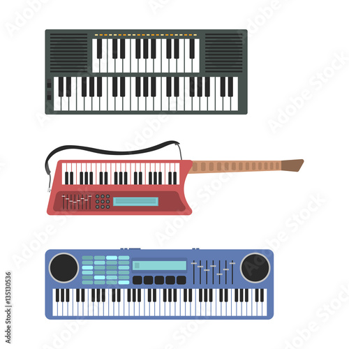 Keyboard musical instruments vector illustration.