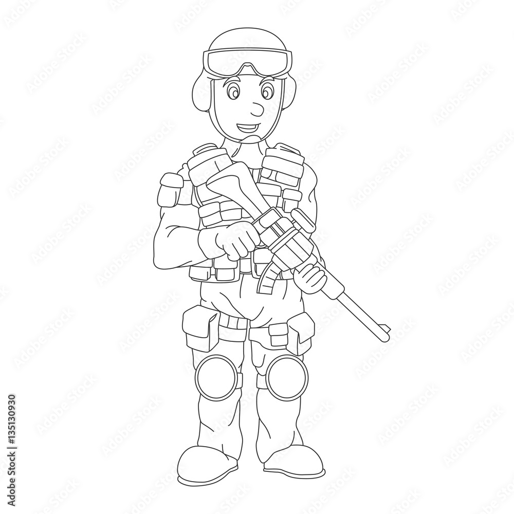 Soldier One Line Drawing. Portrait Of Army Man With Uniform And Rifle Gun.  Continuous Single Hand Drawn Military Concept. Royalty Free SVG, Cliparts,  Vectors, and Stock Illustration. Image 138281180.