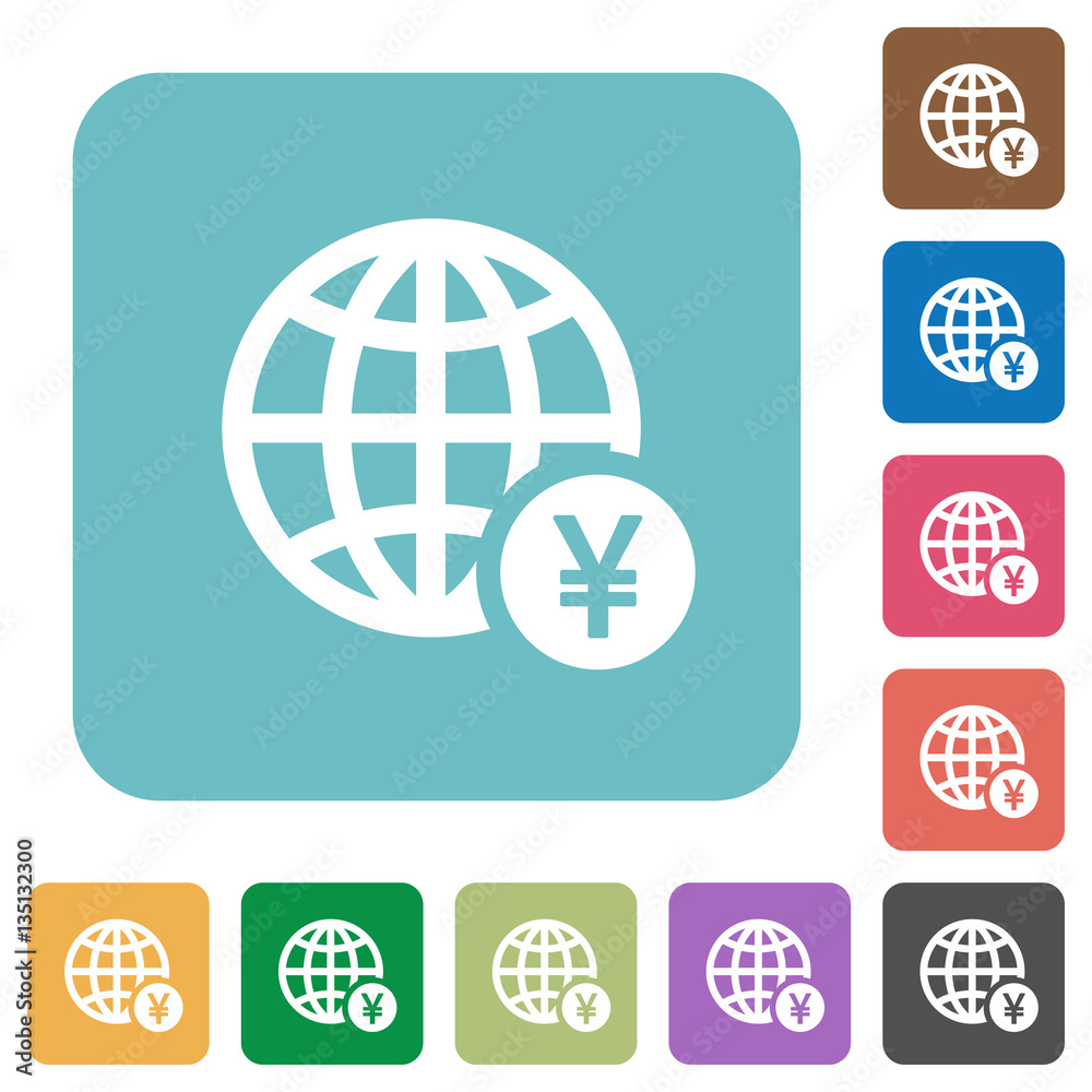Online Yen payment rounded square flat icons Online Yen payment rounded square flat icons