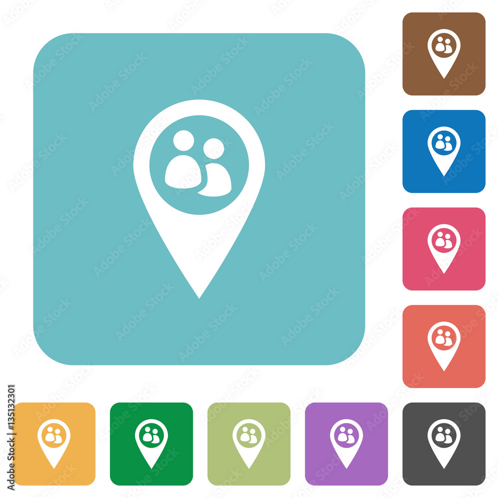 Fleet tracking rounded square flat icons Fleet tracking rounded square flat icons